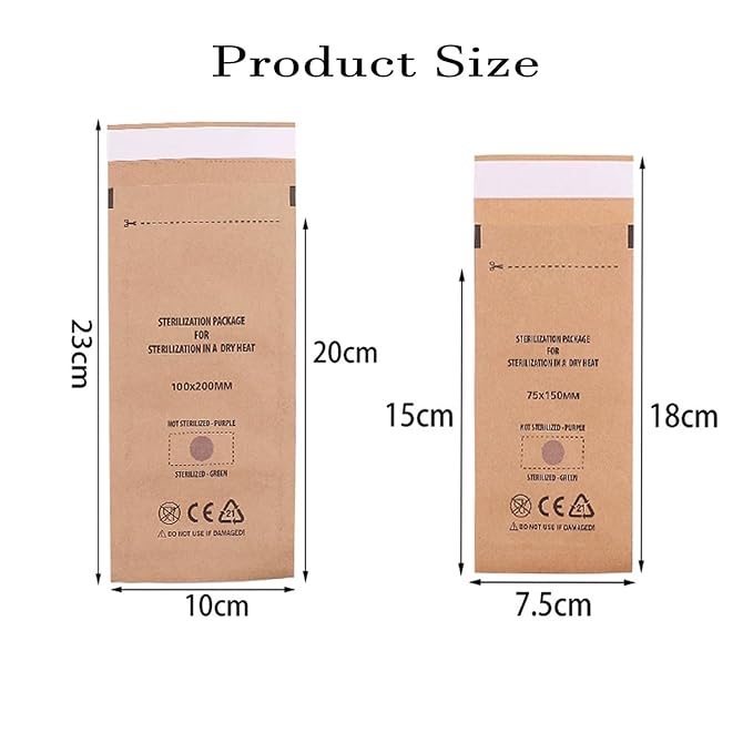 100PCS 2.9x5.9" Dry Heat Sterilization Pouches Self-Sealing Cleaning Pouches,Dry Heat Autoclave Kraft Paper Cleaning Bags for Dentist Tools and Nail Art Supplies (100PCS 2.9x5.9")