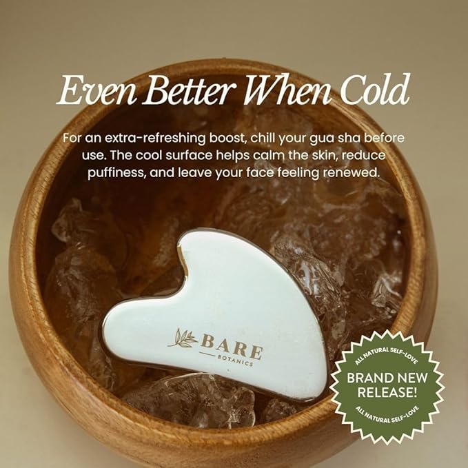 BARE BOTANICS Stainless Steel Gua Sha Tool | Sleek Facial Tool for Puffiness & Lymphatic Drainage | Easy to Clean & Non-Porous | Vegan & Cruelty-Free