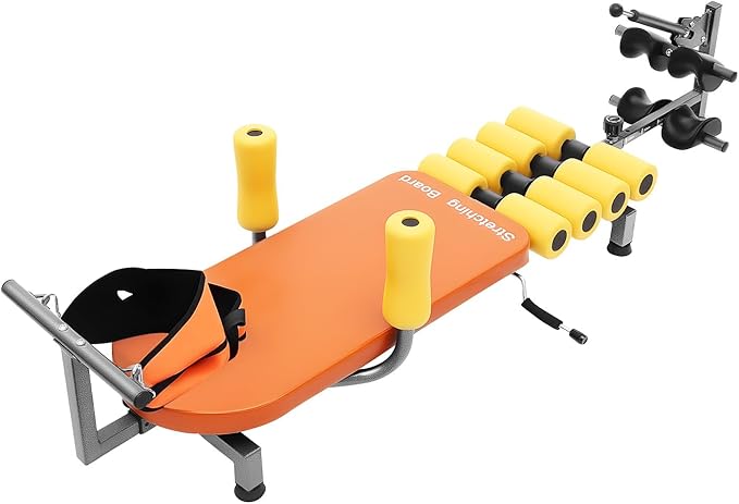 Multifunctional Full Body Traction Bed, Cervical Spine Stretcher Traction Spine Lumbar Massage Traction Table Back Stretch Decompression Machine for Tension Relief & Body Aches Pains, Massage (Orange)