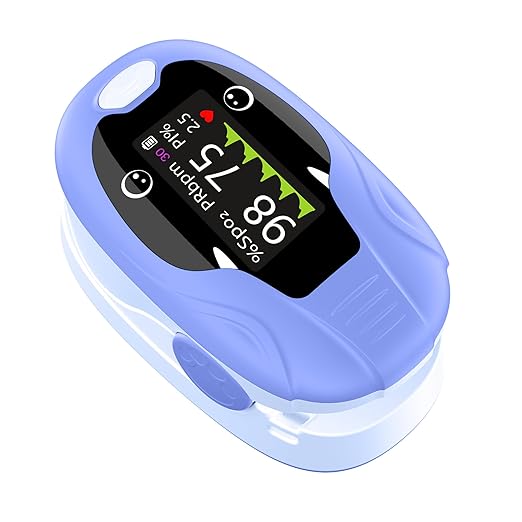 Pediatric Fingertip Pulse Oximeter for Kids, Blood Oxygen Saturation & Pulse Rate Monitor, Fast Reading SpO2 PR Display with Memory Function, Adjustable Brightness, Batteries Included