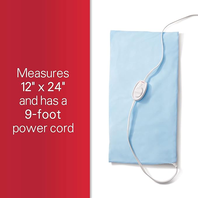 Sunbeam XL Heating Pad for Back Neck and Shoulder Pain Relief with Sponge for Moist Heating Option Extra Large 12 x 24 Blue,(Pack of 6)
