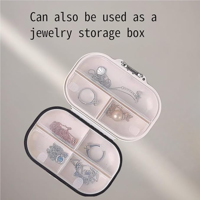 2-in-1 Travel Pill Organizer Set – 7-Day Weekly Pill Case with Medication Tracker + 4-in-1 Pill Cutter, Crusher, Storage Box & Water Cup – Portable Medicine Kit for Travel, Home, Elderly Use (White)