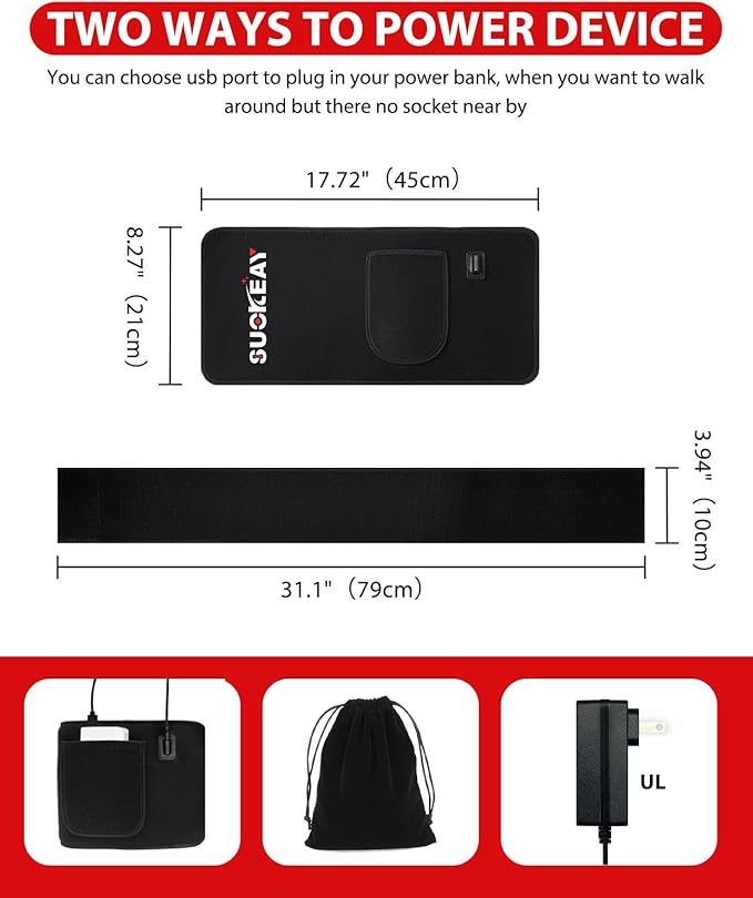 Red Light Therapy Belt Infrared Light Therapy for Body Wearable Wrap with 3-in-1 LED Bead with Timer Remote Control 660nm&850nm for Pain Relief Wearable for Muscle Repair Gift (17.7''*8.3'')