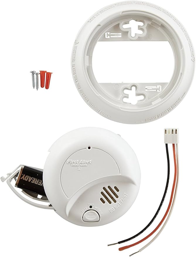 First Alert 9120B / SMI100-AC Smoke Detector, Hardwired Alarm with Battery Backup, 3-Pack