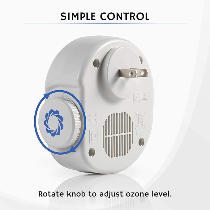 Airthereal B50 Mini Ozone Generator Air Purifier- Removes Odors and Sterilizes Air in Small Spaces Up To 320 Sq Ft - Plug in Mini Air Ionizer, Adjustable Ozone Output of 10-50 mg/h