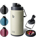 BOTTLE BOTTLE Insulated Water Bottle 64 oz with Straw and Dual-use Lid Half Gallon Water Jug Vacuum Stainless Steel for Workout Sports Insulated Beer Growler with Handle and Pills Holder Gray