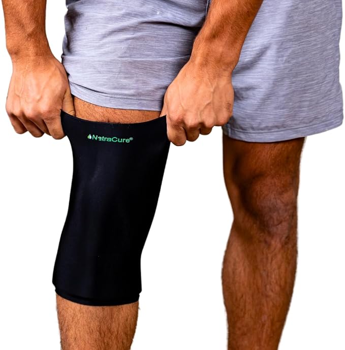 NatraCure Cold Compression Sleeve - Reusable Ice Sleeve, Knee Sleeve, Elbow Compression Sleeve, Knee Ice Pack - Arm, Forearm, Wrist, Meniscus, Tennis Elbow Brace for Men or Women, ACL, MCL - Medium