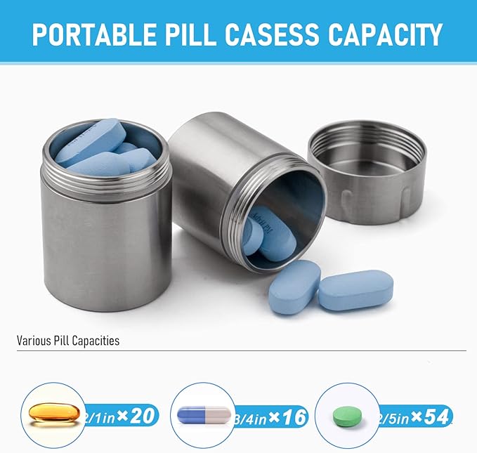 Titanium Pill Bottle+Micro Keychain Pill Holder