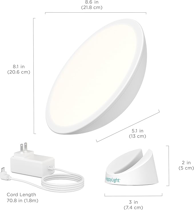 Verilux HappyLight Halo - Cordless LED Light Therapy Lamp with a 360° Magnetic Base & Rechargeable Battery for Portable, UV-Free, Full Spectrum 10,000 LUX Light with Adjustable Brightness and Color