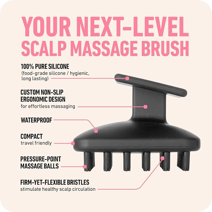 Boldify Scalp Scrubber - Hair Massager Shampoo Brush for Healthy Roots - Silicone Scrubber for Hair Growth and Dandruff Removal - Waterproof Exfoliator