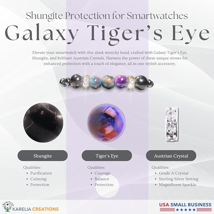 Shungite Smart Watch Band Bling Decor Charm | Compatible with Apple iWatch Galaxy Oculus | 38mm 40mm 41mm 42mm 44mm 45mm 49mm | Smartwatch Protection