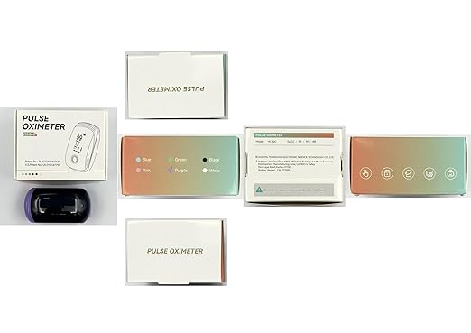 Fingertip Pulse Oximeter with Respiration Rate, Heart Rate, PI and RR Measurement, Rechargeable SpO2 Monitor, 6 View Modes & Rotating OLED Display(Blue）