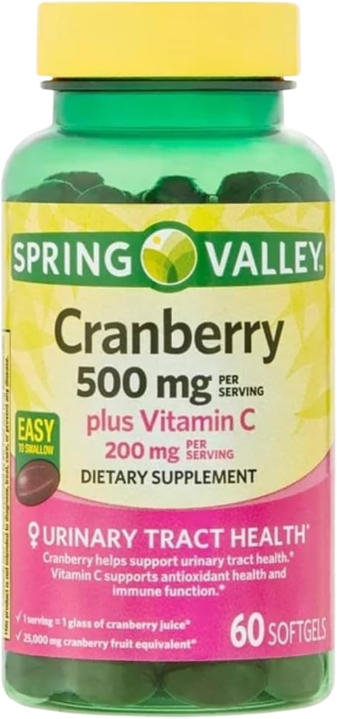 Unique Bundle Store Spring Valley, Cranberry Supplements for Women & Men, 500mg 60 Count Softgels, Dietary Supplement + 7 Day Pill Organizer Included (Pack of 1)