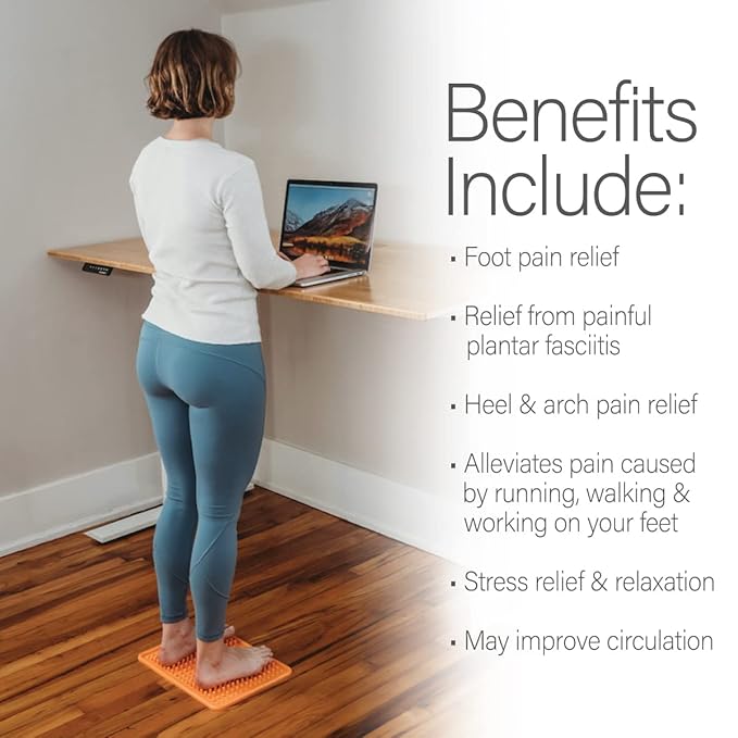 Kanjo Acupressure Foot Pain Relief Mat | Pressure Point Foot Massager for Plantar Fasciitis, Heel Pain & Arch Pain Relief | for Use at Standing Desk