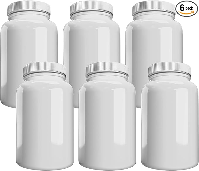 Company (6 Pack) White Pill Packer with Lid, Storage, Plastic Pill Container, 225cc Capacity
