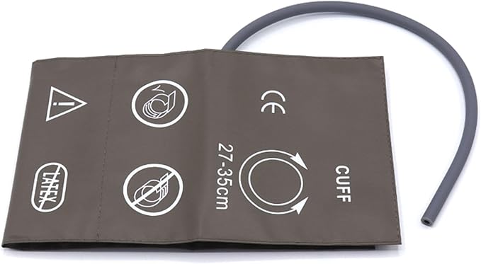 Blood Pressure PU Cuff with Single Tube for Adult 27-35 cm, Reusable Brown Replacement NIBP Cuff, No BP Connector