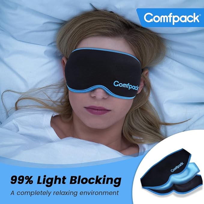 3D Gel Cooling Eye Mask for Women Men, Hot & Cold Therapy for Migraine, Sinus & Puffy Eyes, Complete Blackout Extra-Large Adjustable Strap for Relaxation, Travel, Screen Fatigue, Great Gift