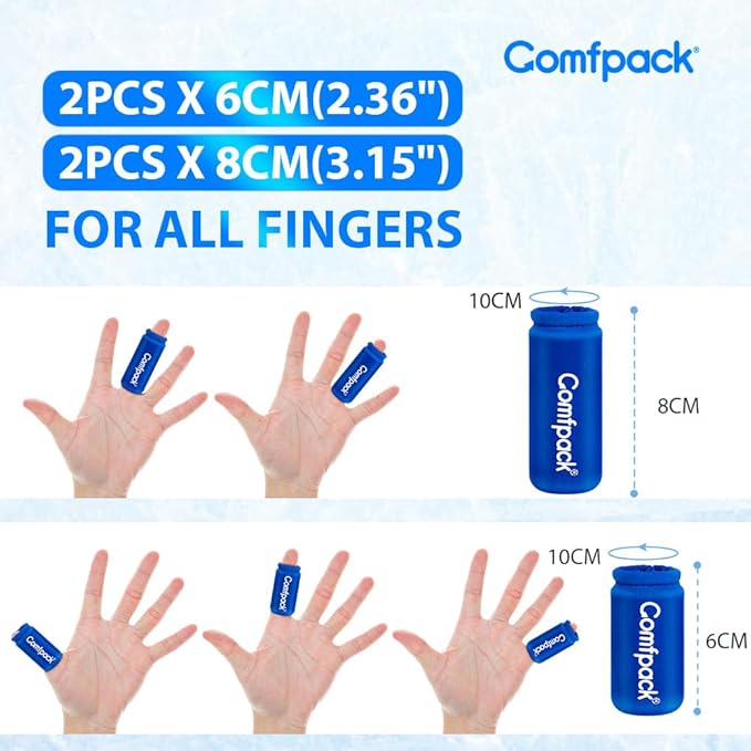 4PCS Finger Sleeves Gel Ice Pack, Finger and Toe Thumb Cold Gel Ice Packs, Reusable Hot Cold Compression Finger Brace Ice Packs for Injuries, Arthritis, Trigger Finger, Gout, Sprain