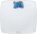 Taylor Digital Scales for Body Weight, Extra high 440 LB Capacity, Unique Blue LCD, Bright White Finish Extra LargePlatform, 12.2 x 13.5 Inches, White