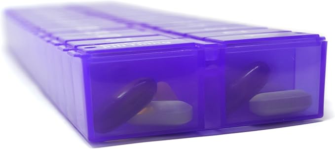 AM/PM 31 Day Once-a Day Monthly Pill Planner Organizers - Large Compartment Pill Boxes Store Medications for Entire Month Plus Compartment for Extra Pills (Am/Pm Purple & Purple)