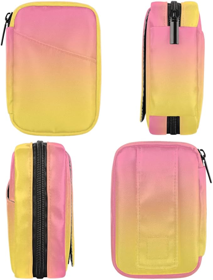Weekly Travel Pill Organizer Case for Purse with Removable 7 Day Box Portable Compact Size Pill Box Fashionable Pill Container for Medicine Vitamin Supplement Pink Yellow