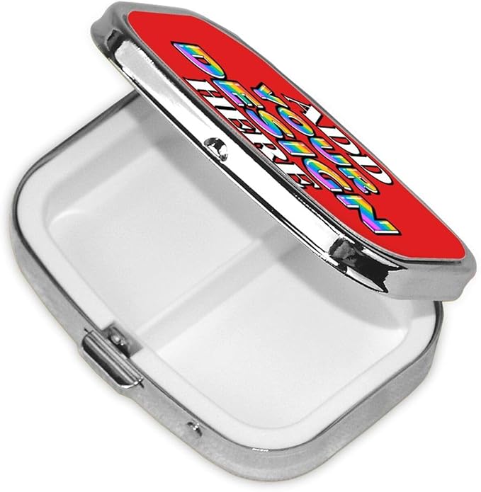 Custom Pill Container, Medicine Pill Box Case Organizer Travel Pill Holder Vitamin for Purse Med Wallet Portable Mini Pastillero Square, Red, Personalized Gifts