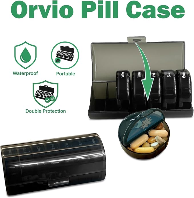 Pill Organizer 2 Times a Day AM PM, Weekly 7 Day Medication Organizer, Large Capacity Pill Box for Vitamins, Fish Oil & Supplements – Travel Pill Case