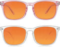 2 Packs Professional Sleep Glasses with 98.7% Blue Light Blocking Dual AR Coatings Amber Lens, Computer Gaming Glasses for Men Women, Anti Fatigue & Eye Strain