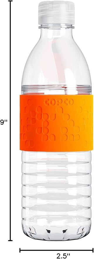 Copco Hydra 16.9 oz Water Bottle with Leak-Proof Lid - Tritan Reusable with Textured Grip Sleeve - BPA-Free, Shatter-Resistant, Dishwasher Safe for Travel, Gym, Work, Outdoors (Chevron Orange)