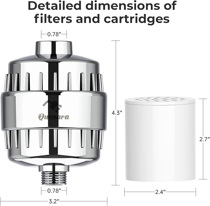 Upgrade Shower Filter,20-Stage Shower Head Filter with 2 Replaceable Filter Cartridges, High Output Shower Water Filter for Removing Chlorine and fluoride-Chrome