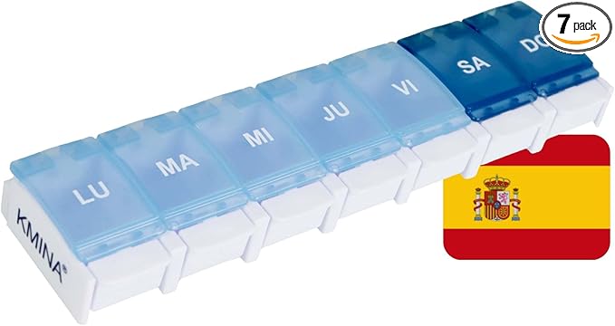 KMINA - Weekly 1 Take Spanish Pill Box, Large, Medication Organizer, Portable