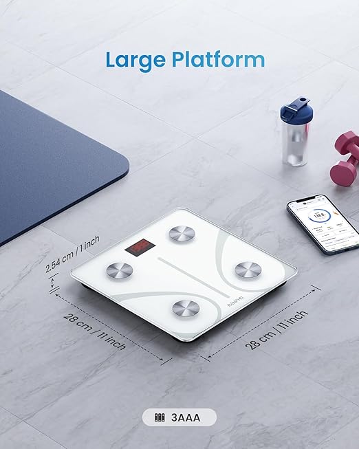 RENPHO Smart Scale for Body Weight, FSA&HSA Eligible, Digital Bathroom Scale BMI Weighing Bluetooth Body Fat Scale, Body Composition Monitor Health Analyzer with Smartphone App (White, 11"/280mm)