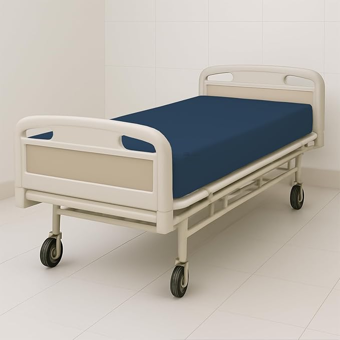 6 Pack Fitted Hospital Bed Sheets - Soft Microfiber Hospital Fitted Sheet - Hospital Bed Fitted Sheets (Medium Blue, 36" x 84" x 12")