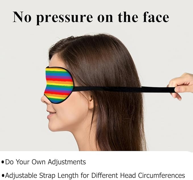 Rainbow Striped Sleep Eye Mask LGBT Flag Color Stripes Art Silk Eye Mask Sleeping Soft Eye Shade Cover for Men Women Boy Girl Airplane Travel with Elastic Strap