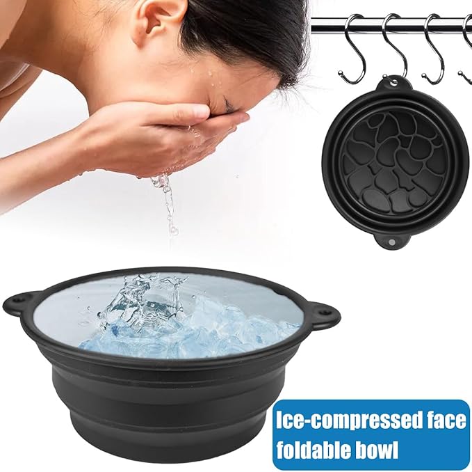 Face Trays for Ice with Built-in Tray, Collapsible Silicone Ice Facial Suitable for Home Use, Camping, Travel Facial Cold Plunge Portable Cold Bath Spa Tool