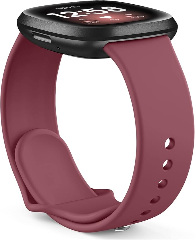 AK Silicone Bands Compatible with Fitbit Versa 4 & Sense 2 Bands for Women & Men, Soft Straps Replacement Wristbands for Fitbit Versa 3 & 4 / Sense & 2 Smart Watch (Wine Red)
