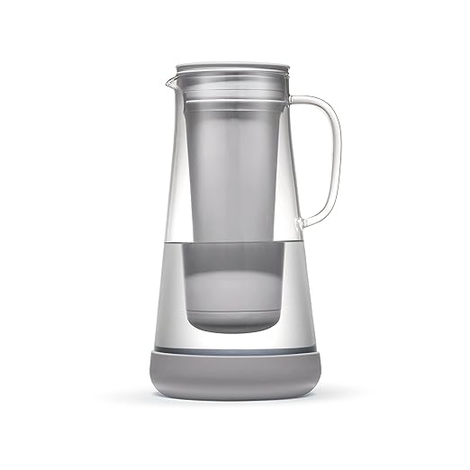 LifeStraw Home– Water Filter Pitcher, 7-Cup, Glass with Silicone Base, Pebble, for Everyday Protection Against Bacteria, Parasites, Microplastics, Lead, Mercury, PFAS and a Variety of Chemicals