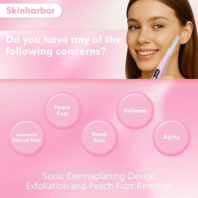 Sonic Dermaplane Razor for Women Face,Women’S Facial Exfoliation & Peach Fuzz Hair Removal System,Anti-Aging–3 Speeds–8 Dermaplaning Blades–Rechargeable,Sonic Dermaplaning Tool