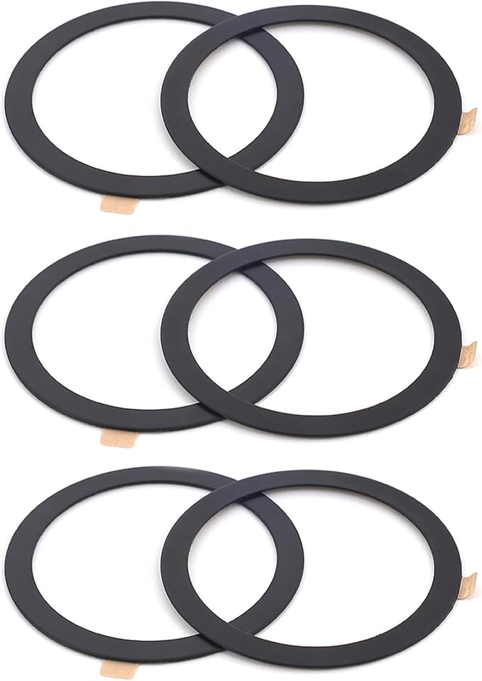 TENOC Universal Metal Ring Sticker for Magnetic Charger Compatible with iPhone/Samsung/Android All Cellphones, Magnetic Mount/Phone Holder Conversion Accessories, 6Pcs, Black