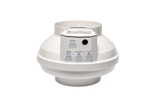 Festa AMG Fury Radon Fan - Quiet and Energy Efficient 520 CFM Radon Mitigation System Inline Fan - 8" Electric Waterproof Inline Duct - Made with Sturdy Glass Reinforced Poly-Resin – White