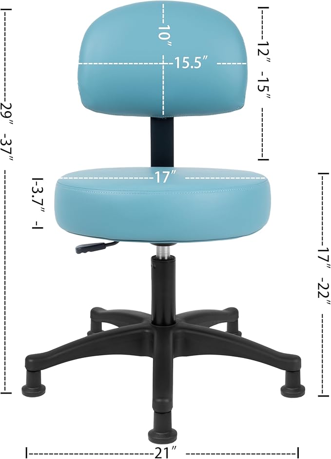 TAKE UR SEAT® Economical Multi-Purpose Medical Spa Chair Stool with Adjustable seat and Back Height. Advanced Fabric seat Cover is Easy to Clean. Glide (Table Height Blue)