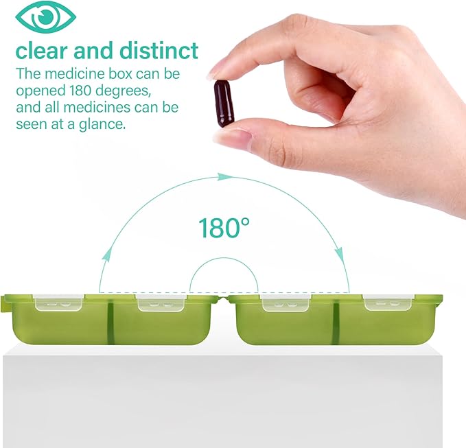 Travel Pill Organizer Small 8 Grid Compartments Pill Holder Box - Portable Medicine Container Case - Daily Weekly Medication Organizer