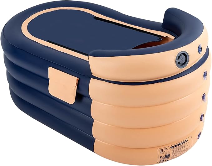 55.1 in Portable Bathtub for Adults, Foldable Inflatable PVC Bathtub with Electric Pump & Bath Pillow Headrest, Outdoor & Indoor Freestanding Collapsible Tub for Toddler Spa Hot Ice Bath (Orange)