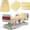 Moukeren 6 Pcs Hospital Bed Sheets Set Deep Pocket Fitted Sheet 36 with Elastic All Around Easy Care Knitted Jersey for Home/Nursing Home (Beige)