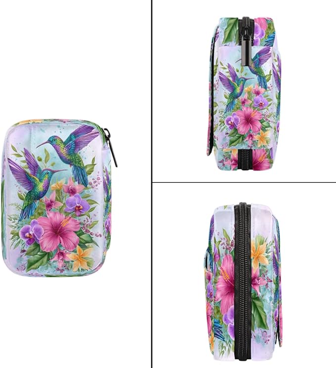 Spring Flowers Birds Pill Case Everyday Travel, 7 Day Weekly Medicine Pill Box Compact Portable Pills Bottle Organizer with Zipper for Daily Vitamin Medicine Holder Bottle Organizers Bag