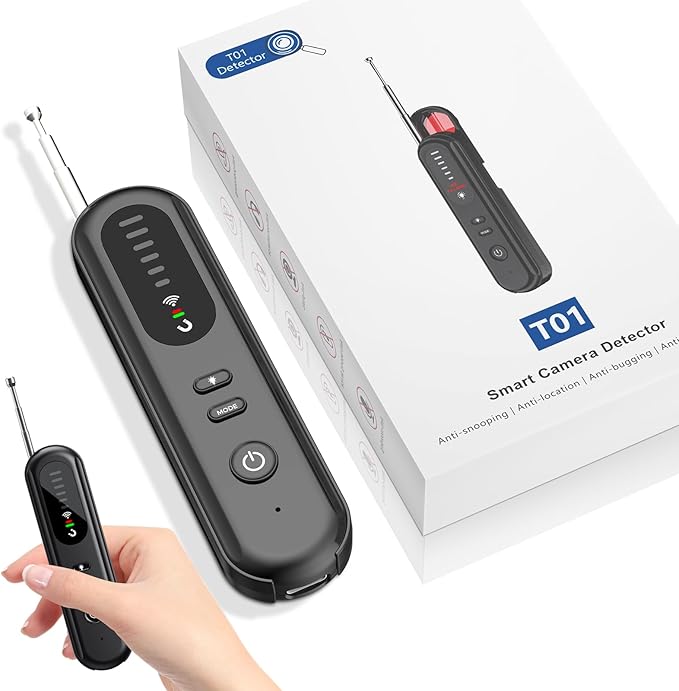 Hidden-Camera-detectors Portable-Bug Detector&Camera Finder-GPS Tracker Detector-Upgrad-Anti-spy Camera Finder-mini RF Signal Scanner-spy Device Detector for Travel,Office/Hotel/car-Black
