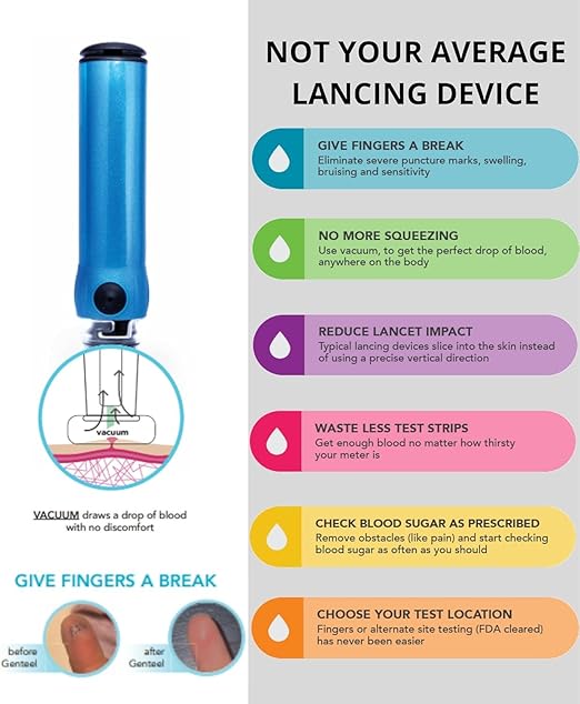 Genteel Lancing Device + 100 Butterfly Lancets Bundle