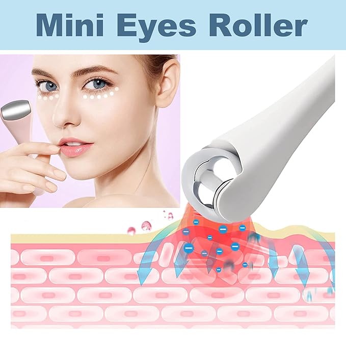 Ice Roller for Face & Eye, Facial Roller and Eye Massager Roller, Ice Roller for Body, Face, Tighten Pores, Migraine Relief Pain Relief Eye Puffiness Relief for Women - Face and Eye Roller 2PCS (Pink.