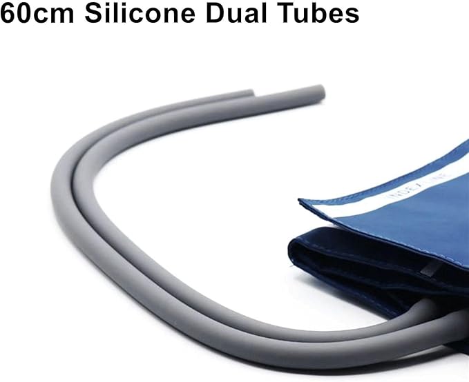 Blood Pressure PU Cuff with 60cm Dual Tubes for Adult Thigh 46-66 cm, Reusable Replacement NIBP Cuff with Inner Airbag for BP Monitor Machine