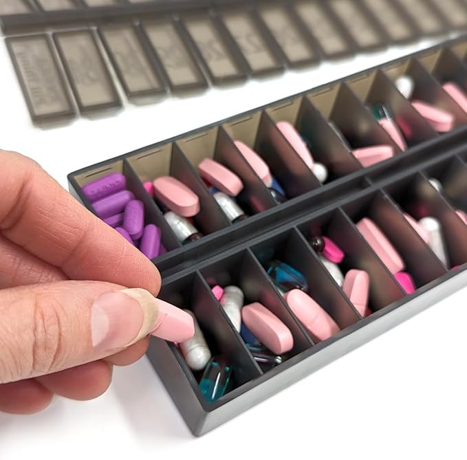 Once-a Day Monthly Pill Organizer Removable Lid for Easy Loading - Large Compartment Pill Box Medications for Entire Month Plus a Compartment for Extra Pills BPA Free